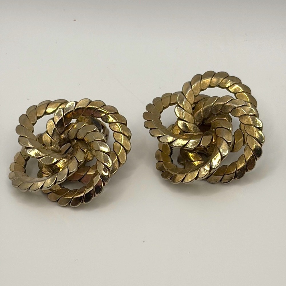 Vintage 70’s Gold Braided Earrings Clip On